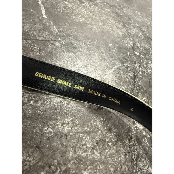 Genuine Snake Skin Belt Womens 1/2 Inch Belt Gold Buckle Beige Sz L - Picture 5 of 5